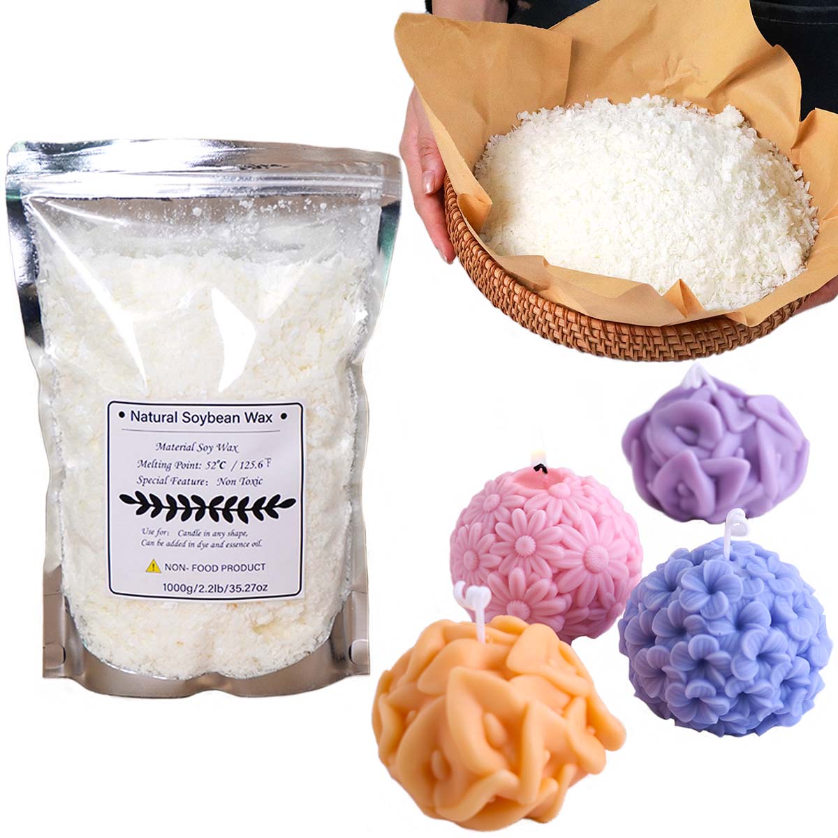 500g/1kg Natural Soy Wax Flake - đánh giá và giá Soy Wax Flake