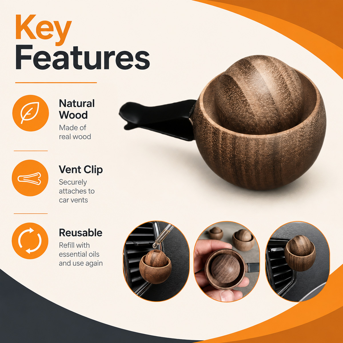 YONGRUN Car Diffuser Ball Natu - đánh giá và giá Car Vent Diffuser