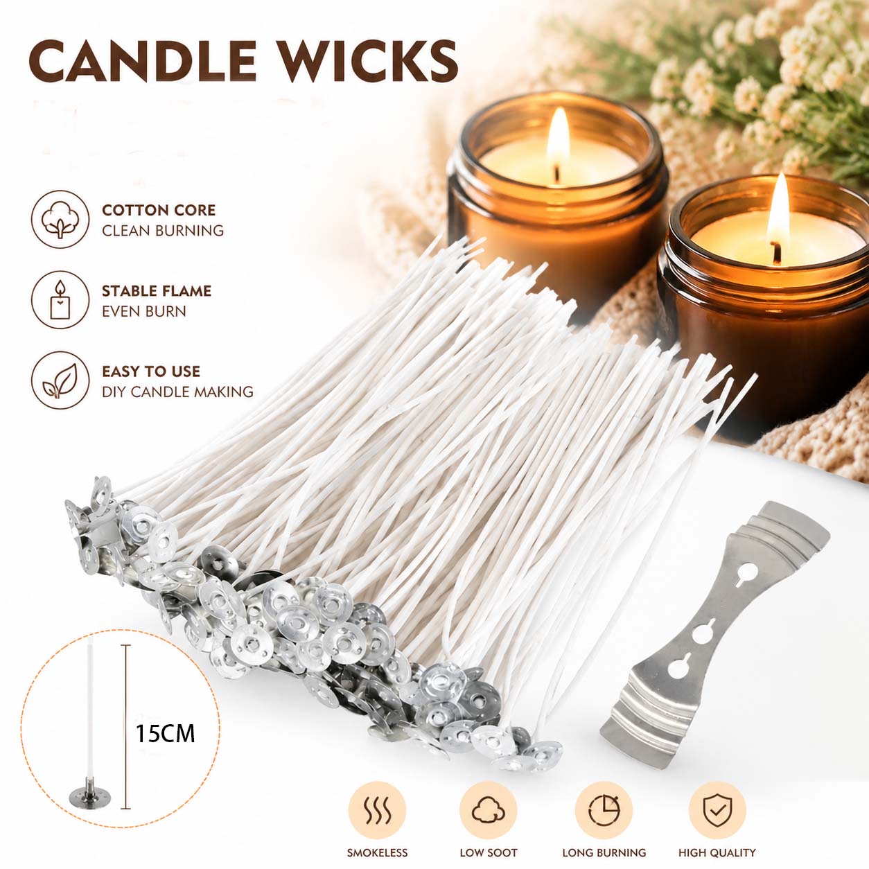 Smokeless Candle Wicks Cotton  - đánh giá và giá Soy Wax Flake